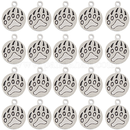 80 шт. эмалевая подвеска в тибетском стиле с отпечатком собачьей лапы TIBEP-SC0002-72-1