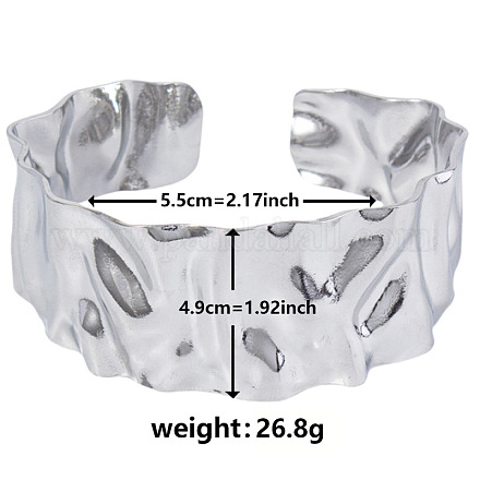 Не тускнеющие стильные европейские и американские кованые браслеты-манжеты из нержавеющей стали 304 для женщин WA6345-1-1