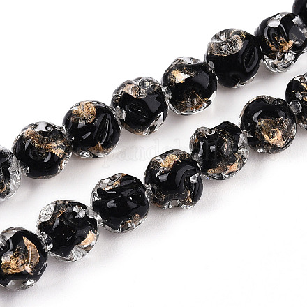 Ручной золотой фольги стекло бисер нитей FOIL-N029-04E-1