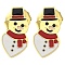 Ion Plating(IP) 304 Stainless Steel Enamel Stud Earrings, Real 14K Gold Plated, For Christmas, Snowman, 12.5x6.5mm,