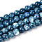 Baking Paint Glass Beads Strands, Round, Marine Blue, 6~6.5mm, Hole: 1~1.2mm, about 142~143pcs/strand, 29.92~30.71 inch(76~78cm)