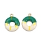 Alloy Enamel Pendants, Donut, Golden, Sea Green, 20x17x3.5mm, Hole: 1.8mm