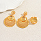 Alloy Hollow Round Stud Earrings & Cuff Rings Sets for Women, Golden, Earring: 67x42mm