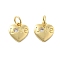 Brass Micro Pave Cubic Zirconia Pendants, Heart with Word Love Charms, Lead Free & Cadmium Free, Long-Lasting Plated, Rack Plating, with Jump Ring, Real 18K Gold Plated, 10x9.5x2mm, Hole: 3.5mm
