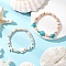 2Pcs Sea Turtles & Starfish Dyed Synthetic Turquoise Beads Stretch Bracelets, Natural Freshwater Shell Beads Stretch Bracelets, Mixed Color, Inner Diameter: 2-3/8 inch(6cm)