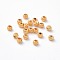 Brass Corrugated Beads, Round, Long-Lasting Plated, Real 24K Gold Plated, 3x2.5mm, Hole: 1mm