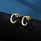 201 Stainless Steel Stud Earrings, Golden, Letter C, 10x10mm