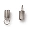Tarnish Resistant 304 Stainless Steel Terminators, Coil Cord Ends, Stainless Steel Color, 11x5mm, Hole: 3mm
