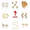 Lucky Bag, Random Brass Beads, Charms, Ring, Peg Bails, Necklaces Kits, Mixed Shapes and Style, Real 18K Gold Plated, Random Color, 10~105mm, 6 boxs/set, Ranging from 1 to 10 pcs in 1box