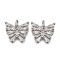 Brass Micro Pave Clear Cubic Zirconia Charms, with Jump Rings, Long-Lasting Plated, Butterfly Shape, Real Platinum Plated, 12x14x3mm, Hole: 3mm