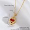 Brass Pave Red Resin Scared Heart Pendant Necklaces for Women, Golden, 17.72 inch(45cm)