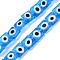 Handmade Evil Eye Lampwork Beads Strands, Square, Dodger Blue, 7.5~8x7.5~8x3mm, Hole: 0.6mm, about 48pcs/strand, 14.37~14.53''(36.5~36.9cm)