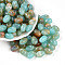Transparent Acrylic Beads, Oval, Two Tone, Medium Turquoise, 14x10x8.6mm, Hole: 1.8~2mm, about 23pcs/20g