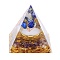 Orgonite Pyramid Resin Energy Generators, Reiki Natural Lapis Lazuli Chips Inside Tree for Home Office Desk Decoration, 50mm