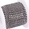 Brass Rhinestone Strass Chains, Cadmium Free & Lead Free, with Spool, Rhinestone Cup Chain, about 2880pcs Rhinestone/bundle, Grade A, Silver Color Plated, Jet, 2mm, about 10yards/roll