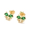 Brass Micro Pave Cubic Zirconia Stud Earrings, Bowknot, Golden, 7.5x9.5mm