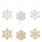 12 Sets 6 Style Christmas Snowflake Plastic Pendant Decoration, with Rope, for Christmas Tree Decoration, Mixed Color, 150~152x132~133x2~3mm, Hole: 2~11mm, 2 sets/style