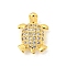 Rack Plating Brass Micro Pave Clear Cubic Zirconia Beads, Long-Lasting Plated, Cadmium Free & Lead Free, Turtle, Real 18K Gold Plated, 11.7x8.8x4mm, Hole: 0.8mm