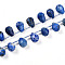 Natural Lapis Lazuli Beads Strands, Faceted Teardrop, Top Drilled, with Plastic Tube Beads, 13~15x10~11mm, Hole: 1mm, about 28pcs/strand, 15.7 inch