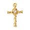 Brass Micro Pave Clear Cubic Zirconia Charms, Cadmium Free & Nickel Free & Lead Free, Cross, Real 18K Gold Plated, 14.5x9.5x3.5mm, Hole: 1mm