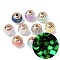 Opaque Luminous Resin & CCB Plastic Beads, Round with Flower, with Glitter Powder, Glow in the Dark, Mixed Color, 12x11.5mm, Hole: 2mm