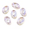 Electroplate Glass Linking Rings, Crystal Cosmic Ring, Prism Ring, Faceted, Oval, Clear, 19.5x13x4mm, Inner Diameter: 5x9.5mm