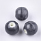 Handmade Porcelain Beads, Bright Glazed Porcelain, Round, Slate Gray, 14~14.5x13.5~14mm, Hole: 2.5~3mm