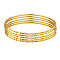 Brass Buddhist Bangle Sets, Real 24K Gold Plated, 2-3/8 inch(6cm), 5pcs/set