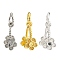 Rack Plating Brass Ice Pick Pinch Bails, Cadmium Free & Lead Free, Long-Lasting Plated, Flower, Mixed Color, 14x6mm, Hole: 4mm, Pin: 0.8mm