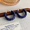 C-Shaped Alloy Velvet Hoop Earrings, with Iron Earring Findings, Golden, Dark Blue, 30x10mm