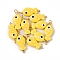 10Pcs Handmade Porcelain Fish Pendants, with Iron Findings, Yellow, 29mm, Hole: 2.2mm