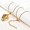 304 Stainless Steel with Clear Glass Leaf Pendant Necklaces, Ion Plating(IP), Real 18K Gold Plated, 17.68 inch(44.9cm)
