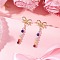 Chakra Bowknot Alloy Dangle Stud Earrings, with Natural Mixed Stone Beads, 35x13.5mm