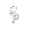925 Sterling Silver Letter Charms, with Jump Rings and 925 Stamp, Silver Color Plated, Letter P, 8x6x0.8mm, Hole: 4mm