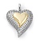 Brass Micro Pave Cubic Zirconia Pendants, Cadmium Free & Lead Free, Real 18K Gold Plated, Platinum, Heart, 30.5x23.5x9.5mm, Hole: 3.5x6mm