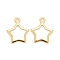 201 Stainless Steel Charms, Star, Real 24k Gold Plated, 13x11x0.8mm, Hole: 1.2mm