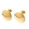 Ion Plating(IP) 201 Stainless Steel Stud Earrings, with 304 Stainless Steel Pins, Plain Flat Round, Real 18K Gold Plated, 10mm