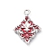 Alloy Enamel Pendants, Platinum, Diamonds Charm, Rack Plating, FireBrick, 28.5x21x4mm, Hole: 2.2mm