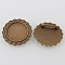 Vintage Alloy Flower Brooch Cabochon Bezel Settings, with Iron Pin Back Bar Findings, Cadmium Free & Nickel Free & Lead Free, Antique Bronze, Flat Round Tray: 25mm, 35.5x2mm, Pin: 0.8mm