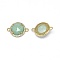 Natural Amazonite Links connectors, with Brass Findings and Cubic Zirconia, Faceted, Half Round, Golden, 18~18.5x13~13.5x4~4.5mm, Hole: 1.5mm