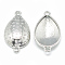 Alloy Connector Rhinestone Settings, teardrop, Platinum, Fit for 7x10mm Rhinestone, 17.5x9x2.8mm, Hole: 2mm