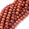 Natural Wood Beads Strands, Round, Orange Red, 10mm, Hole: 1.2mm, about 40pcs/strand, 15.7 inch(40cm)