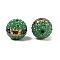 Christmas Theme Resin Rhinestone Santa Belt Acrylic Beads, Round, Holiday Jewelry Making Supplies, Dark Green, 20mm, Hole: 2.5mm