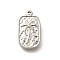 304 Stainless Steel Pendants, Rectangle with Coconut Tree Charm, Anti-Tarnish, Stainless Steel Color, 17.5x10x2.5mm, Hole: 1mm
