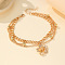 Flower Alloy Charm Chain Tassel Anklets for Women, Golden, 7-7/8 inch(200mm)