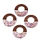 Epoxy Resin & Walnut Wood Pendants, with Paillette/Sequin, Flat Round, Old Rose, 37.5x38x3mm, Hole: 2mm