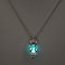 Alloy with Luminous Resin Bead Inside Pendant Necklaces for Women Men, Platinum, Owl, 17.72 inch(45cm)