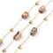 Natural Picasso Jasper Rectangle Beaded Chains, with Golden 304 Stainless Steel Findings, Unwelded, 4~4.5x2~2.5x2~2.5mm, about 3.28 Feet(1m)/Box