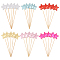 12 Sets 6 Colors PU Leather Cake Toppers with Bamboo Stick, Cake Insert Cards, for Cake Decoration, Star, Mixed Color, 130x33.5x5mm, 5pcs/set, 2 sets/color