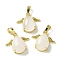 Natural Quartz Crystal Pendants, Teardrop Charms with Golden Tone Brass Wings, Rack Plating, Cadmium Free & Lead Free, 22.5x24.5x9mm, Hole: 7.5x4.5mm
